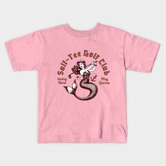 Vintage Salt-Tee Golf Club Mermaid Kids T-Shirt by ArtOnTheRun